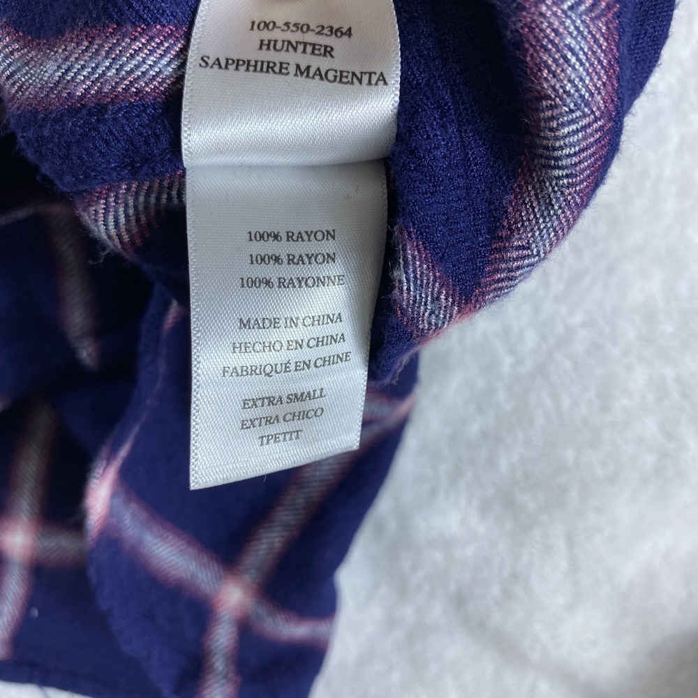 Rails Flannel Shirt Women Sz XS Purple Plaid Long Sleeve Winter Soft Cozy - Picture 5 of 10